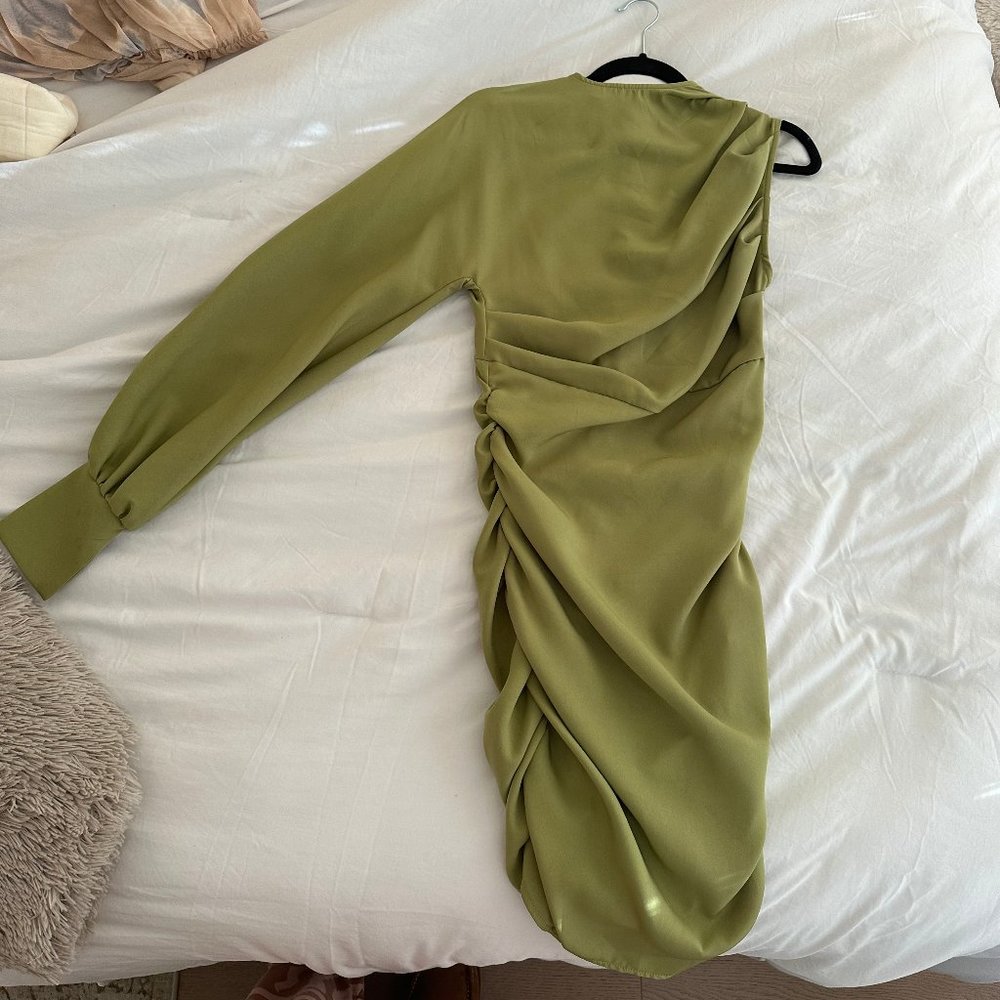 One shoulder midi ruched dress